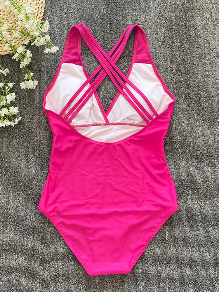 Blush Strappy Bandage One-Piece – Chic Pink Swimsuit | Siren Cove