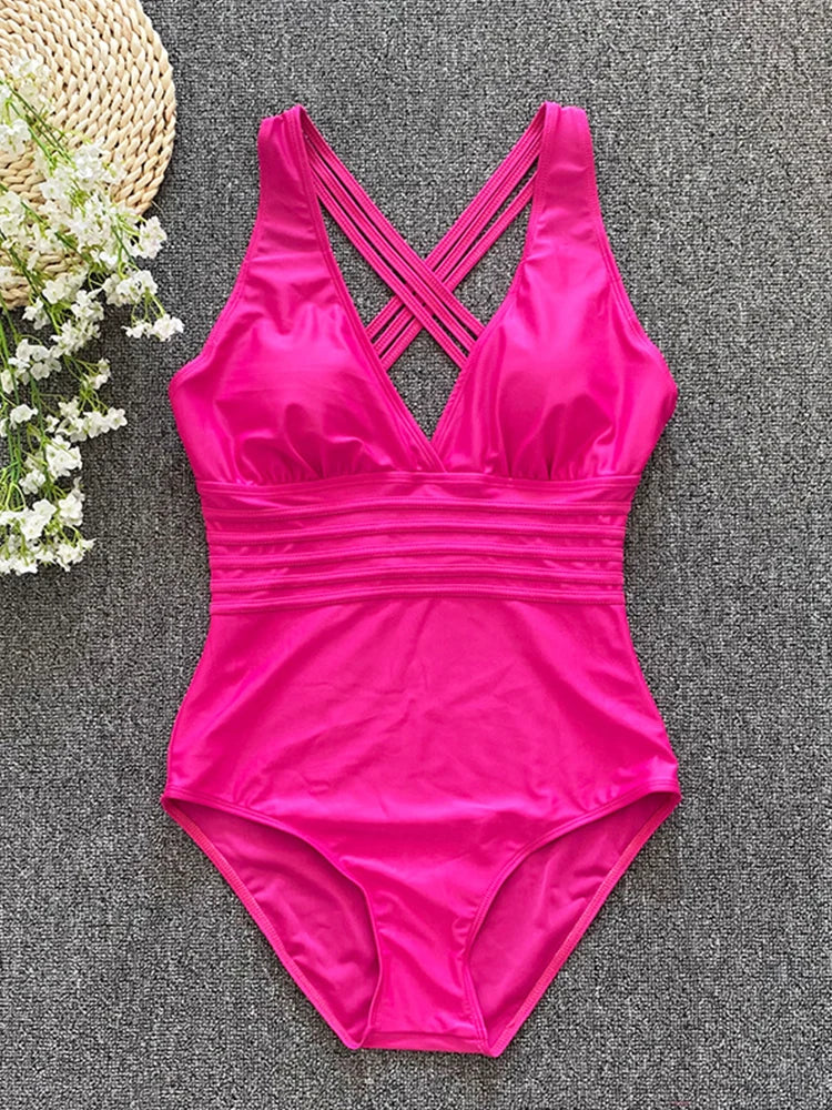 Blush Strappy Bandage One-Piece – Chic Pink Swimsuit | Siren Cove