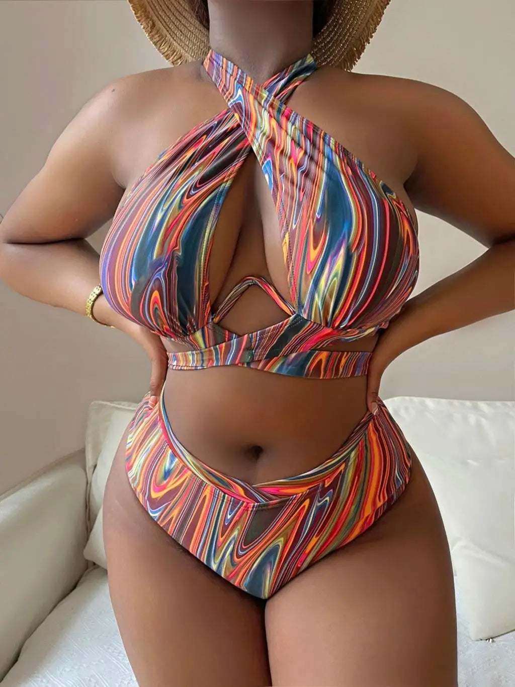 The Cascade Bikini with Vibrant Tie-Dye & Cut-Out Design | Siren Cove