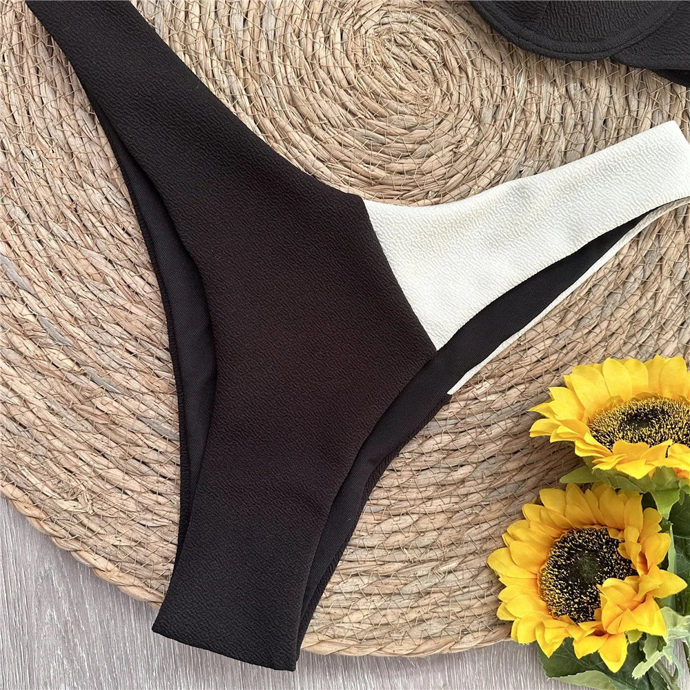 The Noir Mosaic Bikini – Bold Patchwork Swimwear | Siren Cove